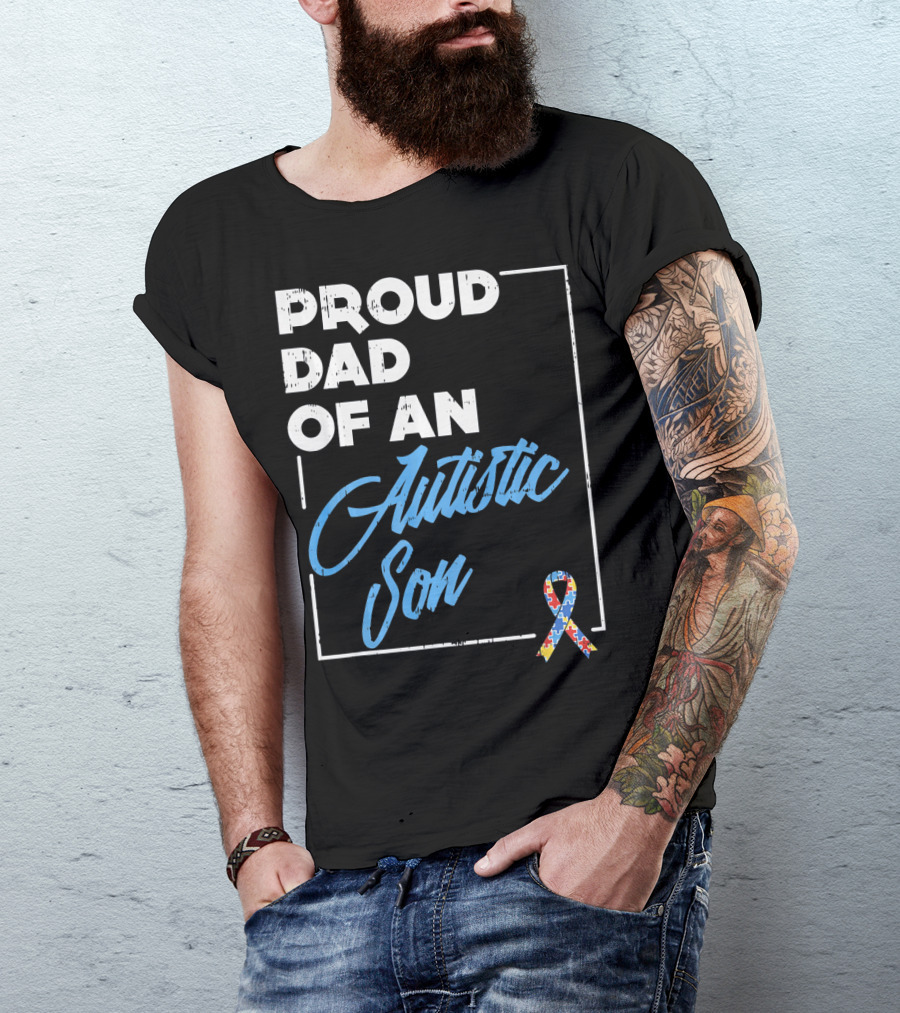 Proud Dad Of An Autistic Son Puzzle T-Shirt