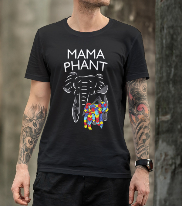 Mama Phant Autism Awareness Puzzle Elephant T-Shirt
