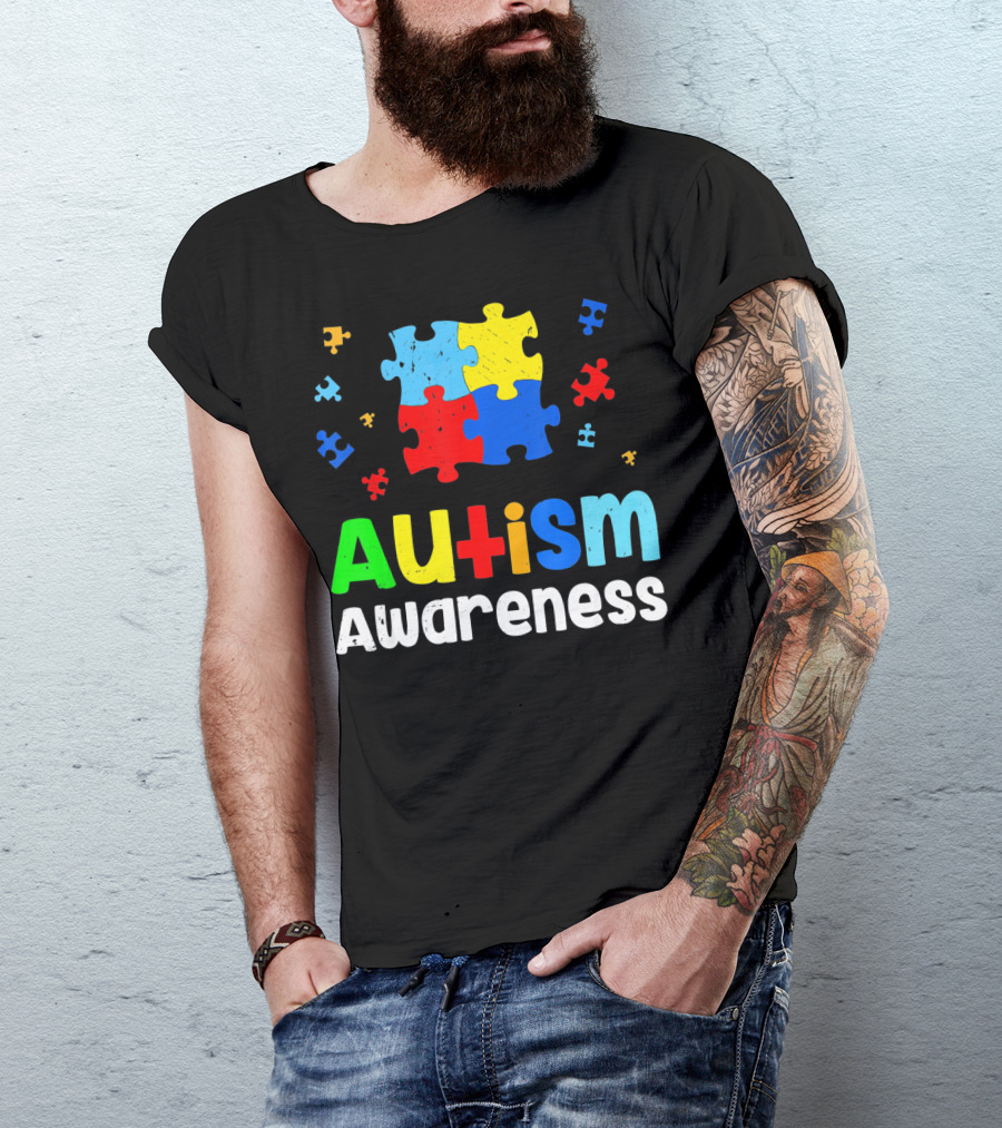 Autism Awareness Puzzle Pieces Heart Aut T-Shirt