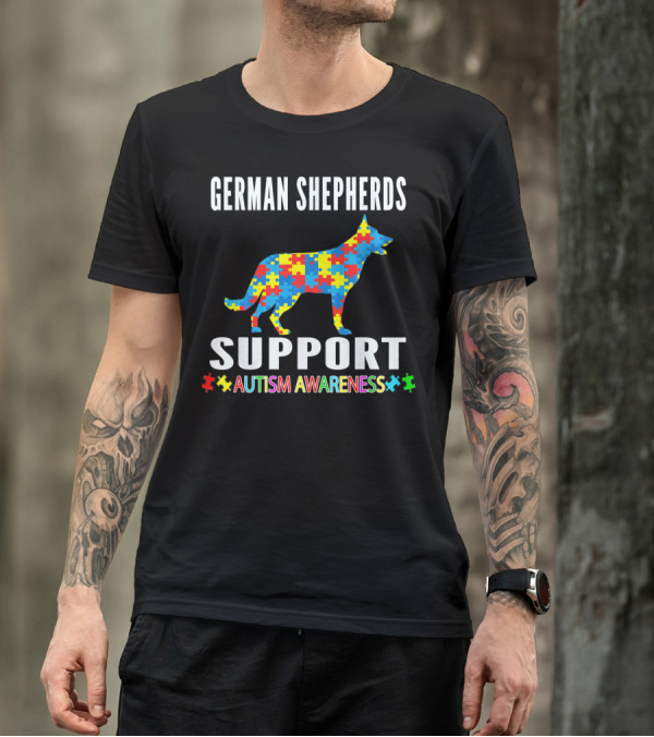 German Shepherds Support Autism Awareness Puzzle T-Shirt