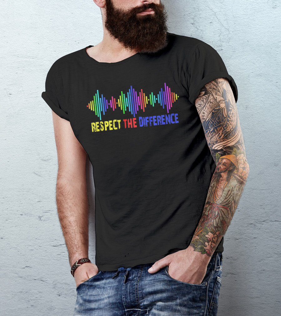 Respect The Difference Autism Awareness Colorful Soundwave T-Shirt