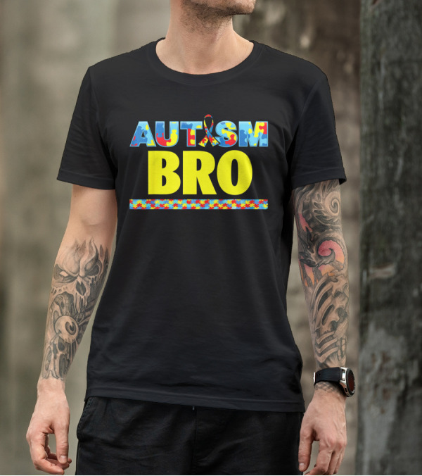 Autism Puzzle Ribbon Bro Brother Awareness Support T-Shirt