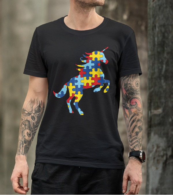 Autism Awareness Day Unicorn Puzzle T-Shirt