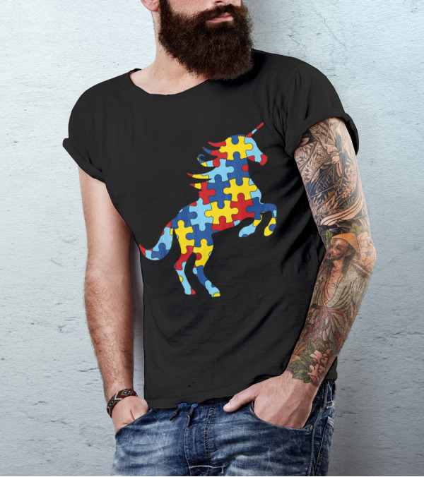 Autism Awareness Day Unicorn Puzzle T-Shirt