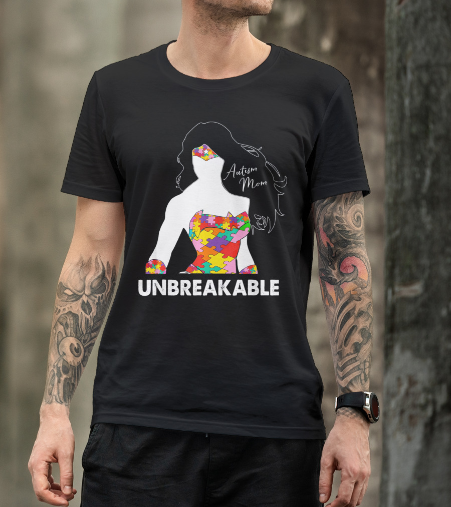Autism Mom Unbreakable Puzzle Piece Empowerment T-Shirt
