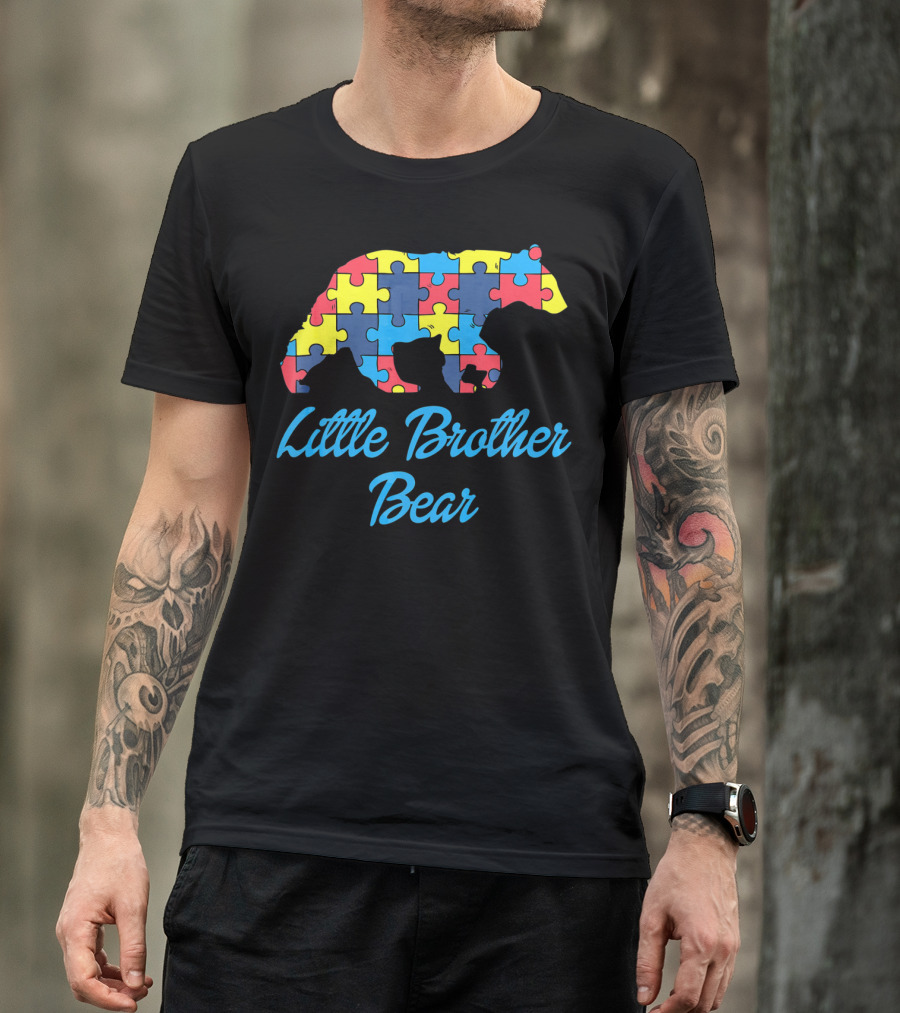 Little Brother Bear Autism Awareness Puzzle T-Shirt