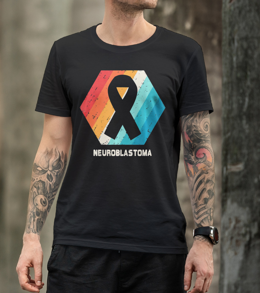 Neuroblastoma Awareness Ribbon Retro Hexagon T-Shirt