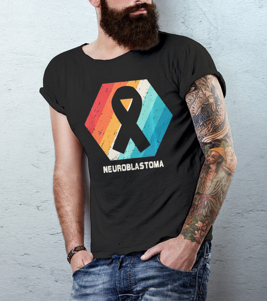 Neuroblastoma Awareness Ribbon Retro Hexagon T-Shirt