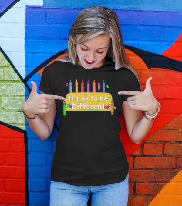 It's Ok To Be Different Crayons Back To School Autism Awareness T-Shirt