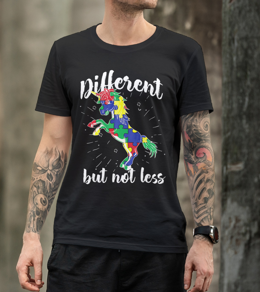 Different Not Less Unicorn Autism Awareness T-Shirt