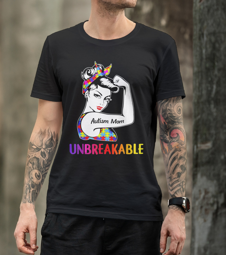 Autism Mom Unbreakable Puzzle Pattern Awareness Rosie T-Shirt