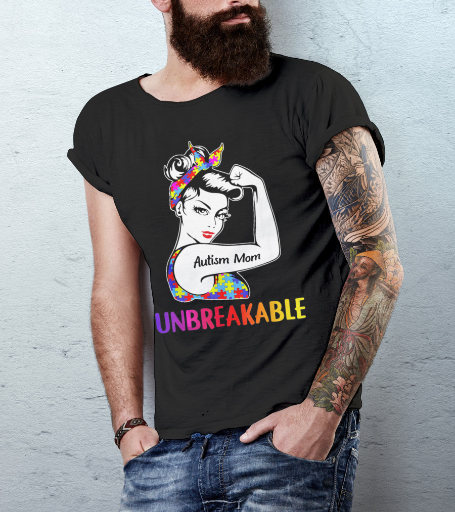 Autism Mom Unbreakable Puzzle Pattern Awareness Rosie T-Shirt