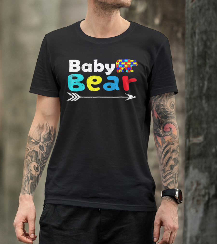 Baby Bear Autism Awareness Puzzle Pattern With Arrow T-Shirt