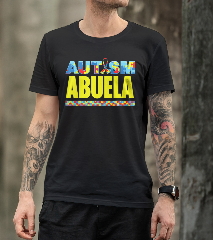 Autism Awareness Abuela Puzzle Ribbon Support T-Shirt