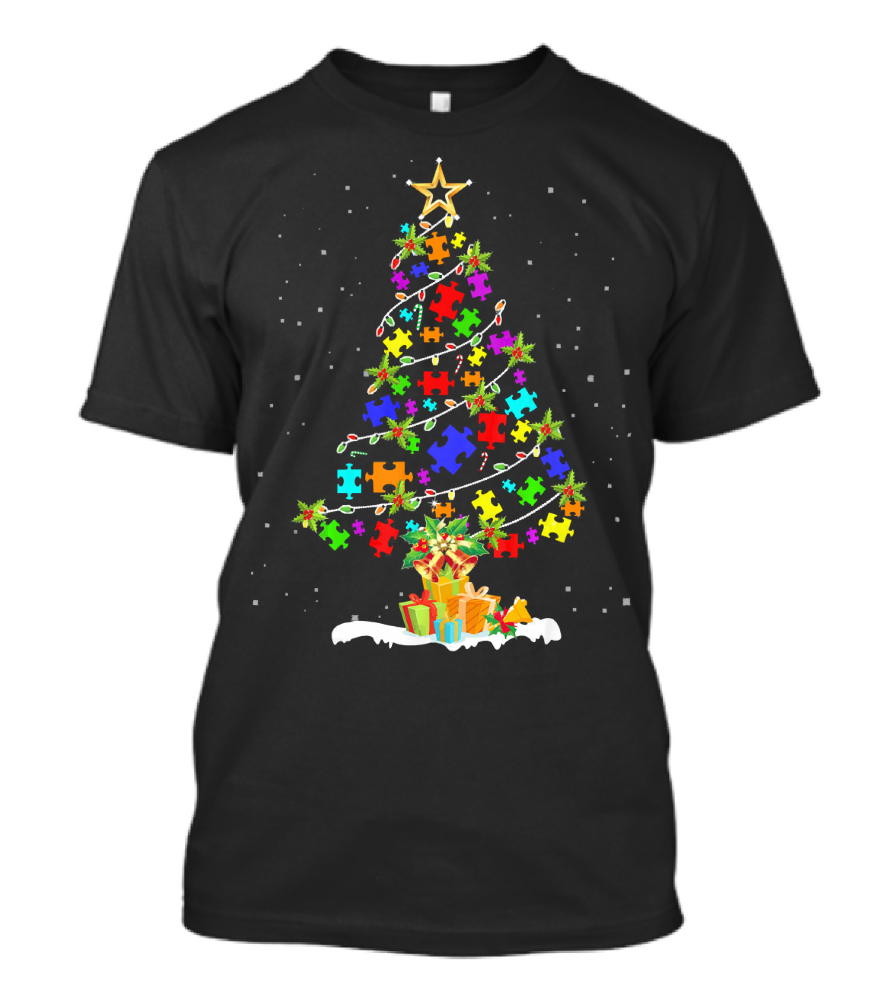 Autism Puzzle Christmas Tree Awareness Holiday T-Shirt