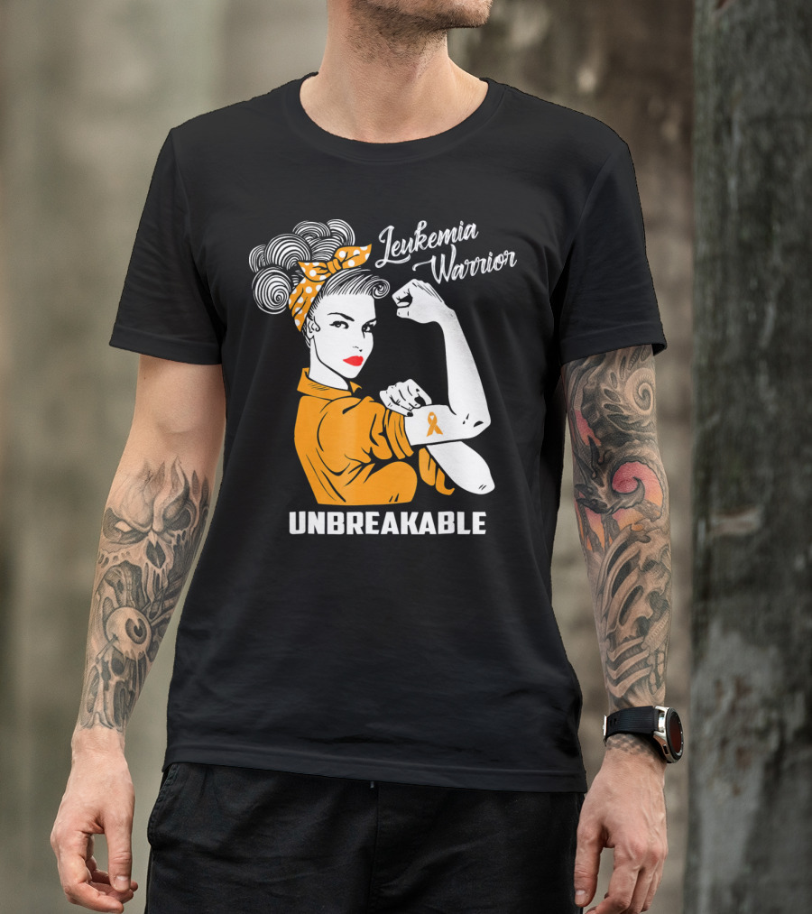 Leukemia Warrior Unbreakable Rosie The Riveter T-Shirt