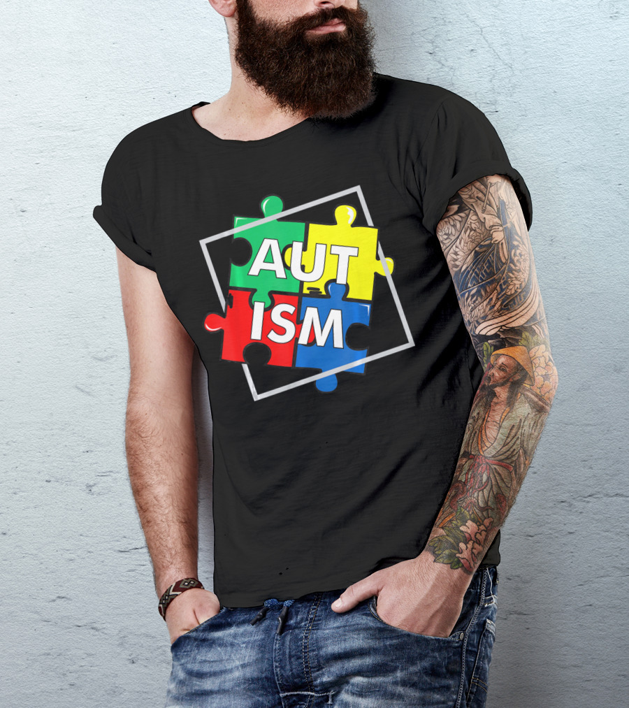 Autism Puzzle Awareness Day Colorful Puzzle Pieces T-Shirt