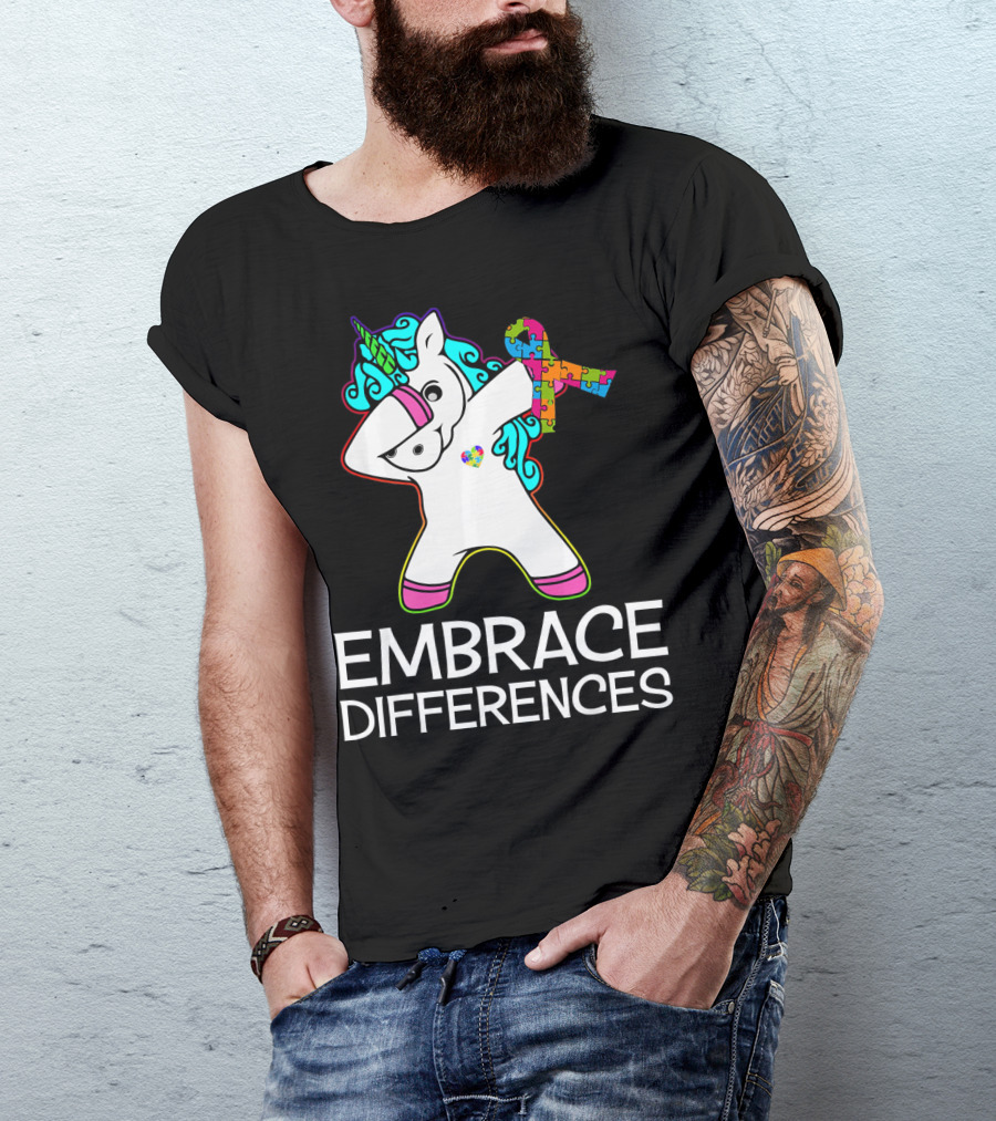 Embrace Differences Unicorn Autism Awareness Puzzle T-Shirt