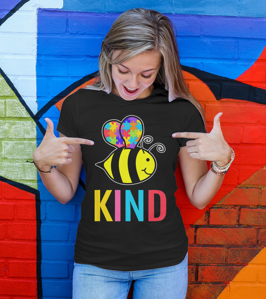 Autism Awareness Bee With Puzzle Wings KIND T-Shirt