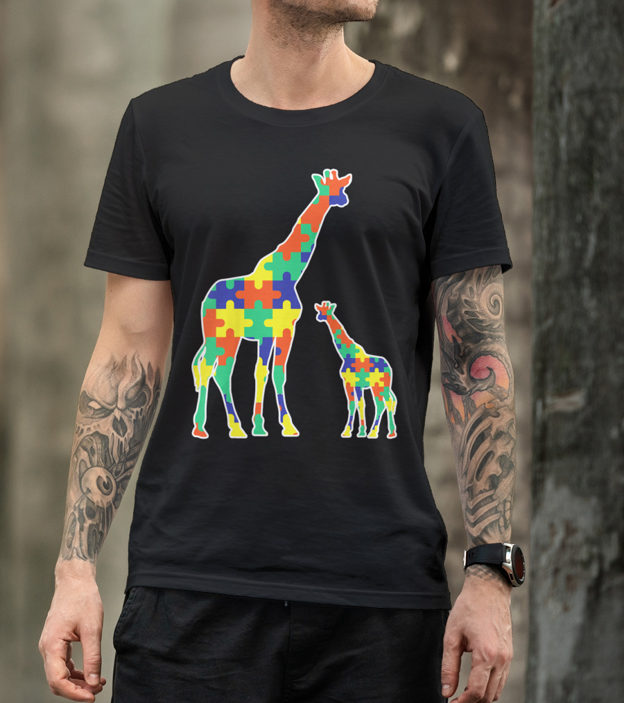 Kids Cute Autism Awareness Giraffes Puzzle T-Shirt