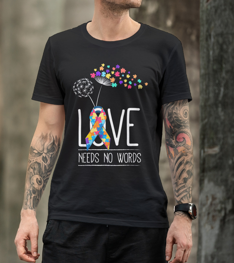 Autism Awareness Love Needs No Words Puzzle T-Shirt