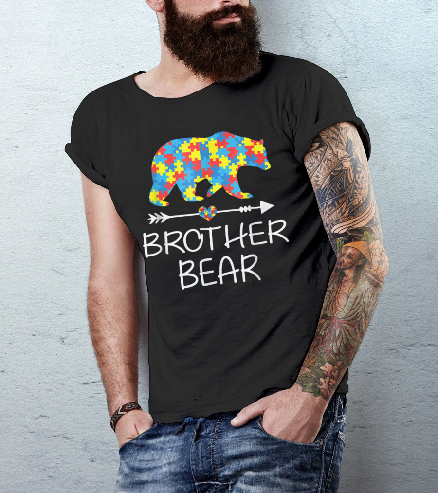 Brother Bear Autism Puzzle Pattern Awareness T-Shirt