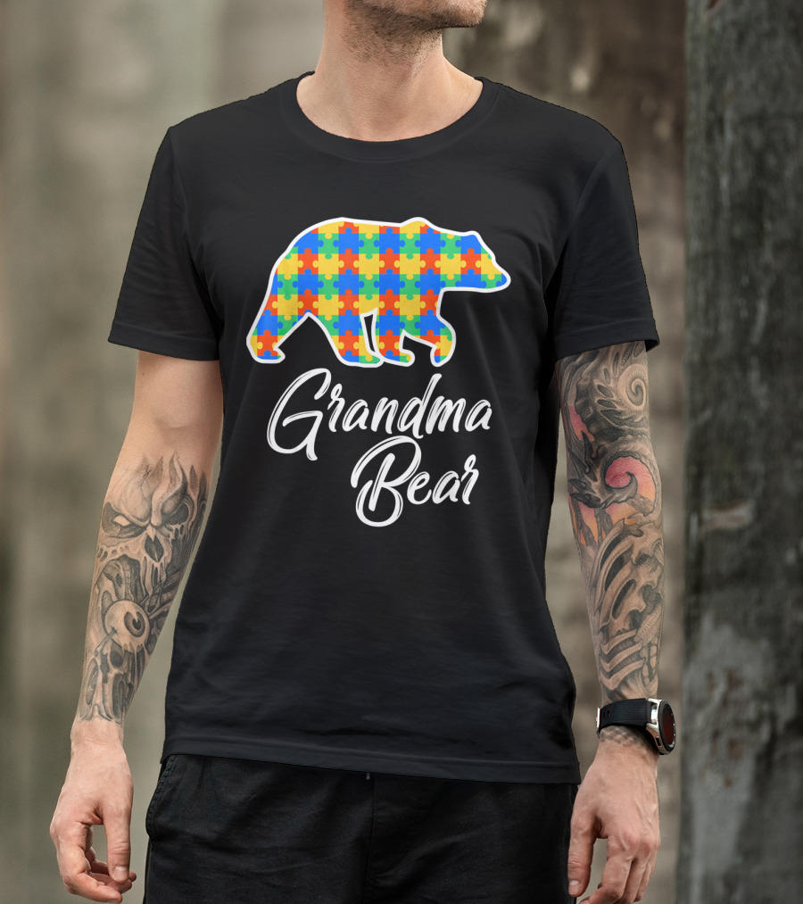 Grandma Bear Autism Puzzle Awareness T-Shirt