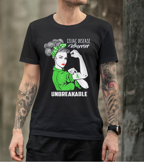 Celiac Disease Warrior Unbreakable Rosie The Riveter T-Shirt
