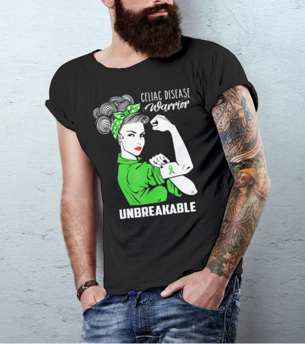 Celiac Disease Warrior Unbreakable Rosie The Riveter T-Shirt