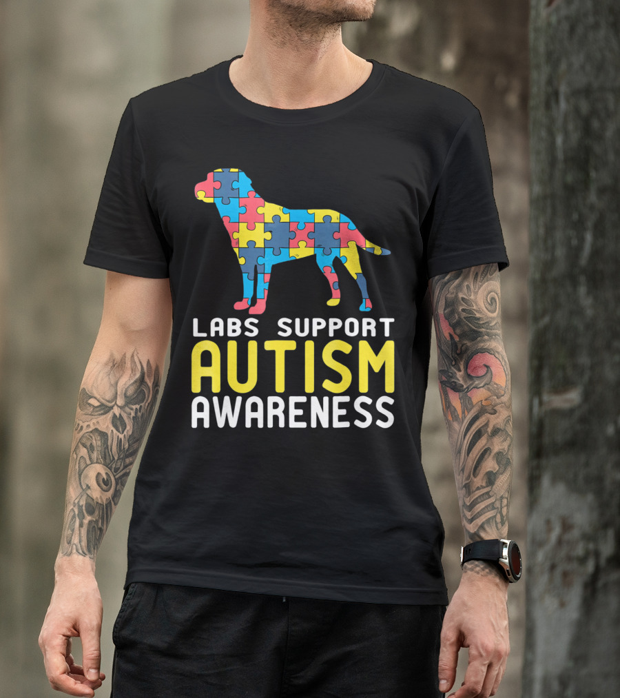 Labs Support Autism Awareness Puzzle Labrador T-Shirt