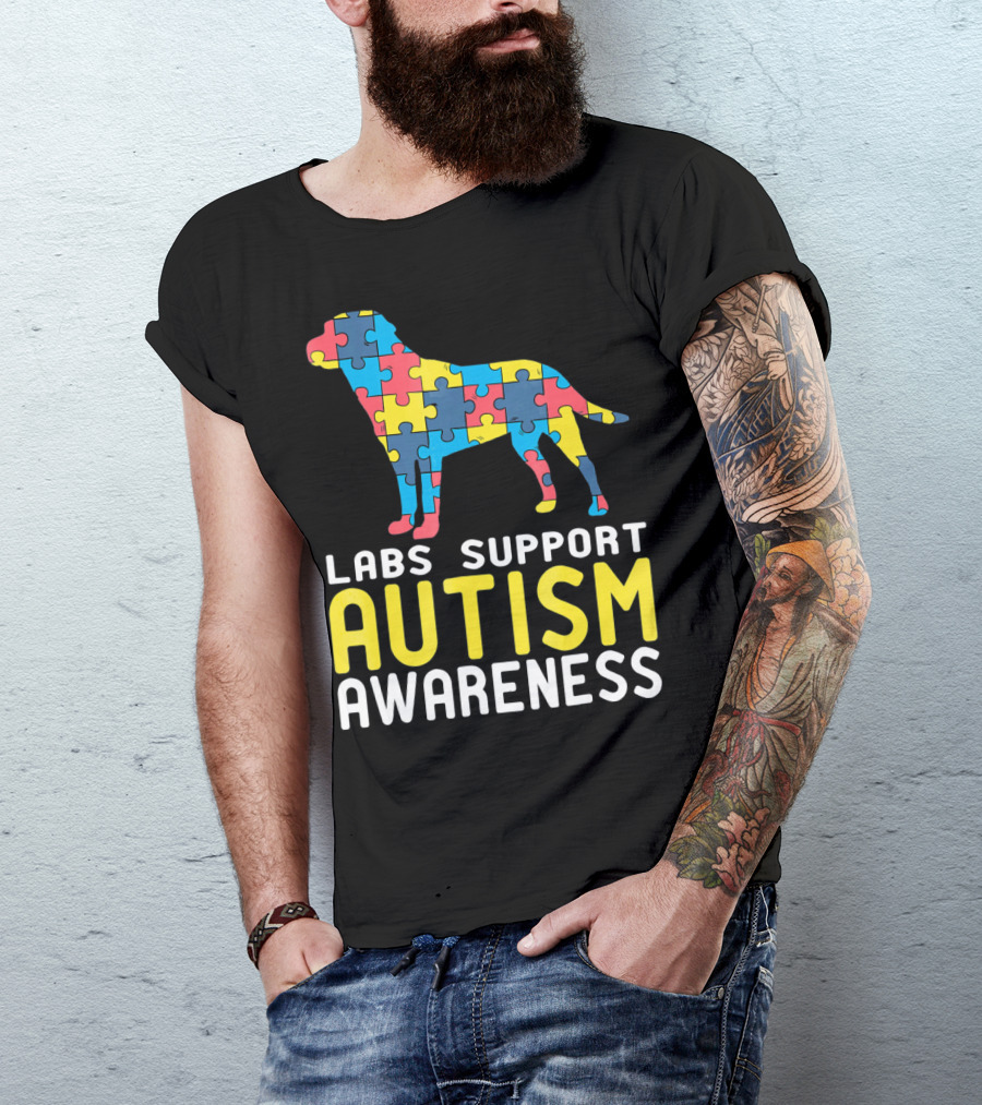 Labs Support Autism Awareness Puzzle Labrador T-Shirt