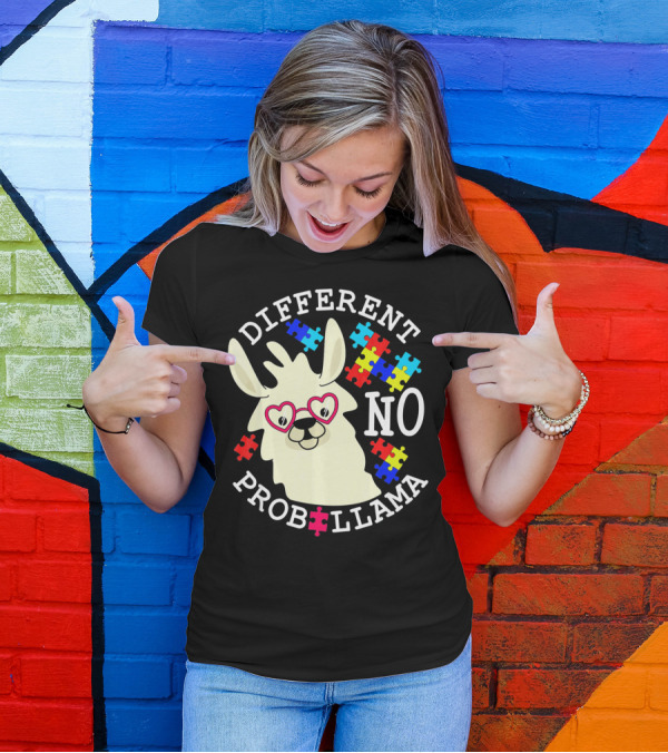 Different No Probllama Autism Awareness T-Shirt