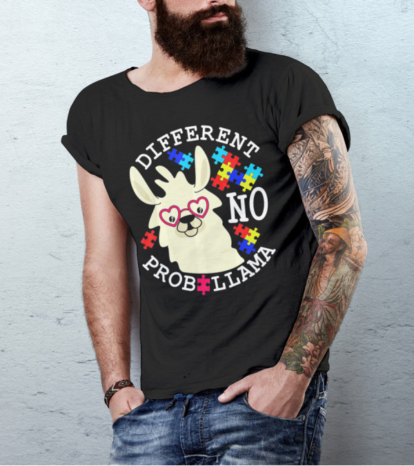Different No Probllama Autism Awareness T-Shirt