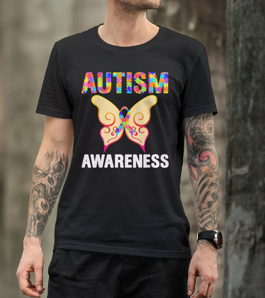AUTISM AWARENESS Puzzle Piece Butterfly T-Shirt
