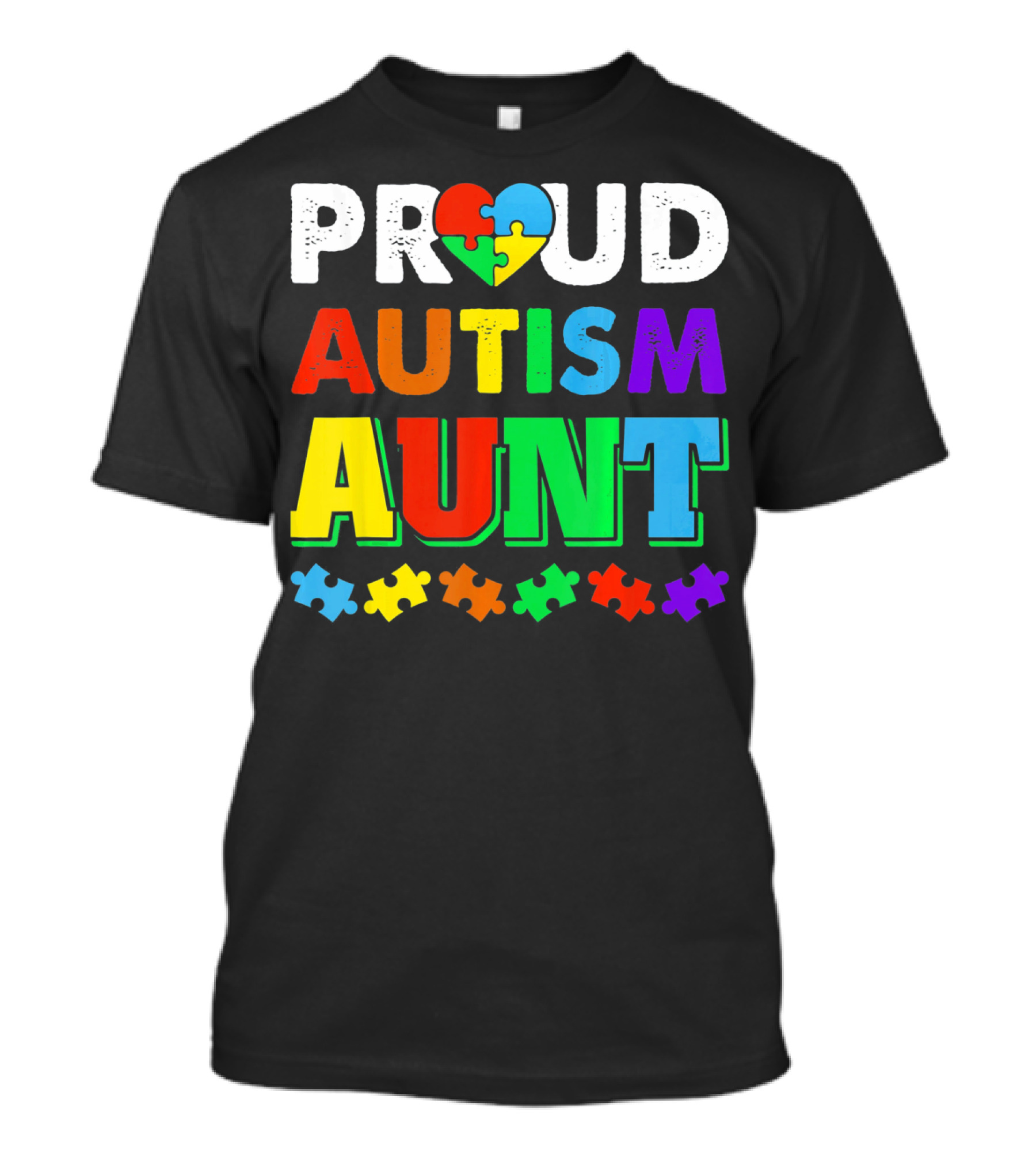 Proud Autism Aunt Autism Awareness Puzzle Pieces T-Shirt