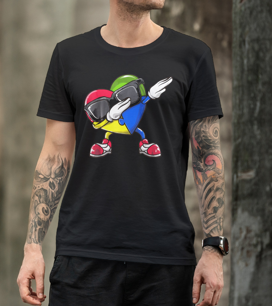 Autism Awareness Dabbing Heart Puzzle Sunglasses Sneakers T-Shirt