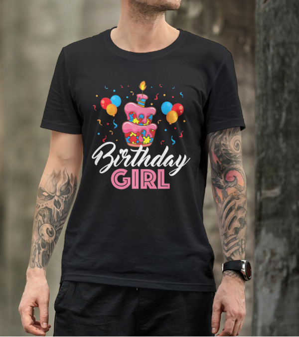 Birthday Girl Autism Puzzle Cake T-Shirt