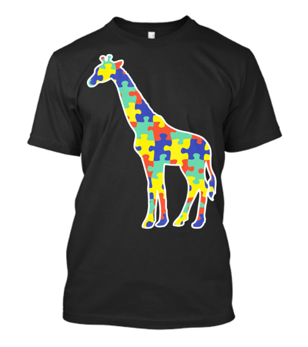 Awareness Autism Giraffe Puzzle Pattern Autism T-Shirt