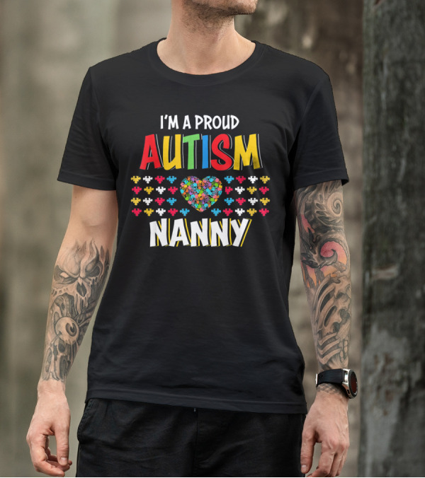 I'm A Proud Autism Nanny Heart Puzzle T-Shirt