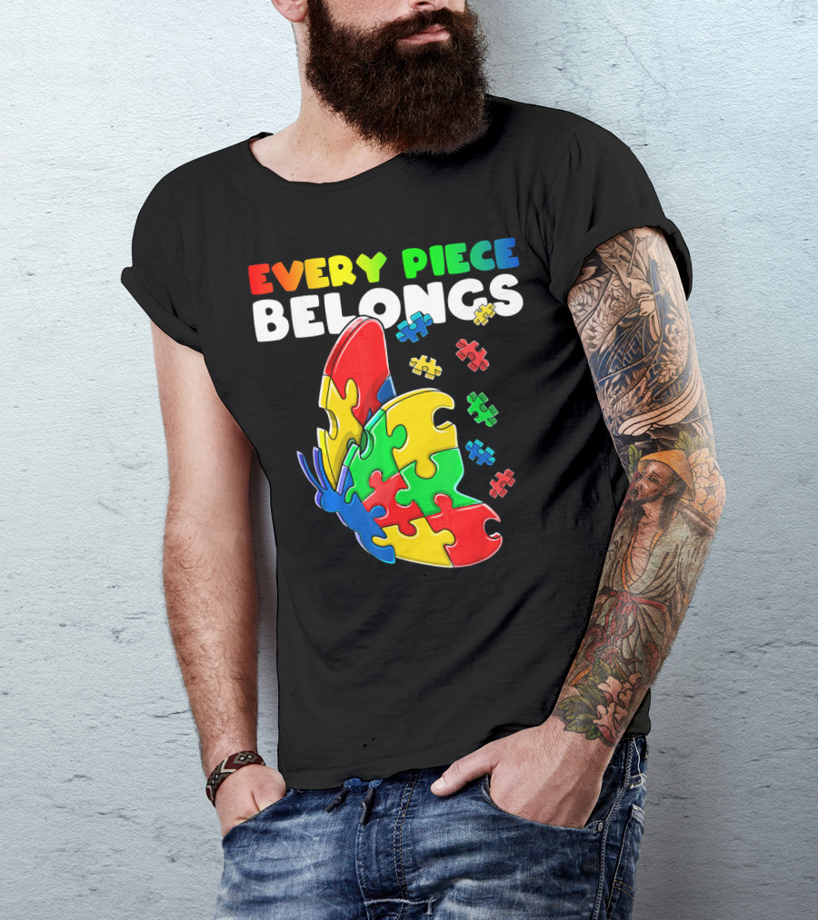 Every Piece Belongs Autism Awareness Butterfly Puzzle Pieces T-Shirt
