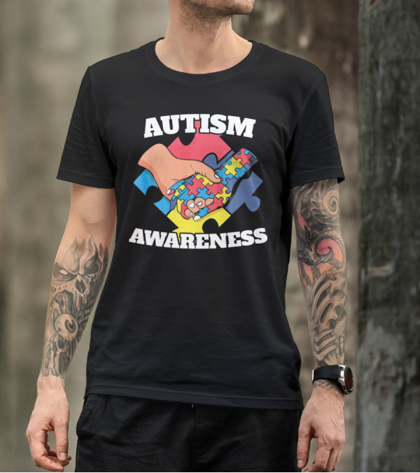 Autism Awareness Puzzle Piece Handshake 2 April Au T-Shirt