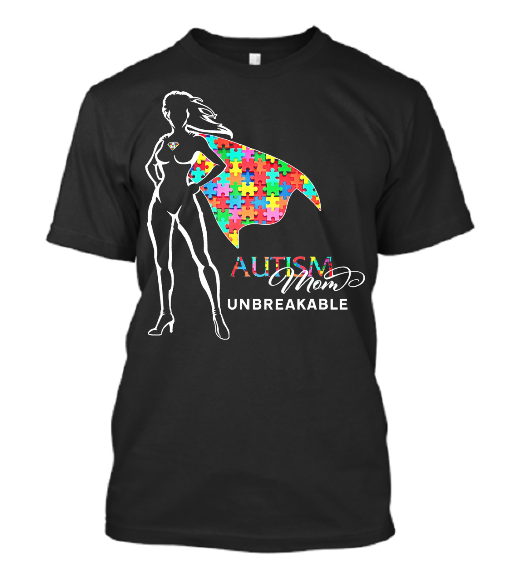 Superhero Autism Mom Unbreakable Puzzle Cape T-Shirt