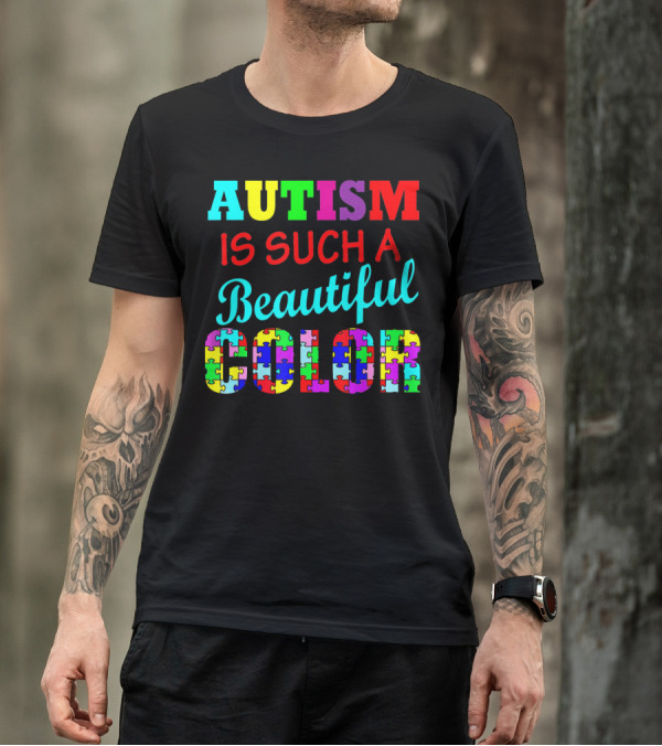 Autism Is Such A Beautiful Color Puzzle Piece Letters T-Shirt