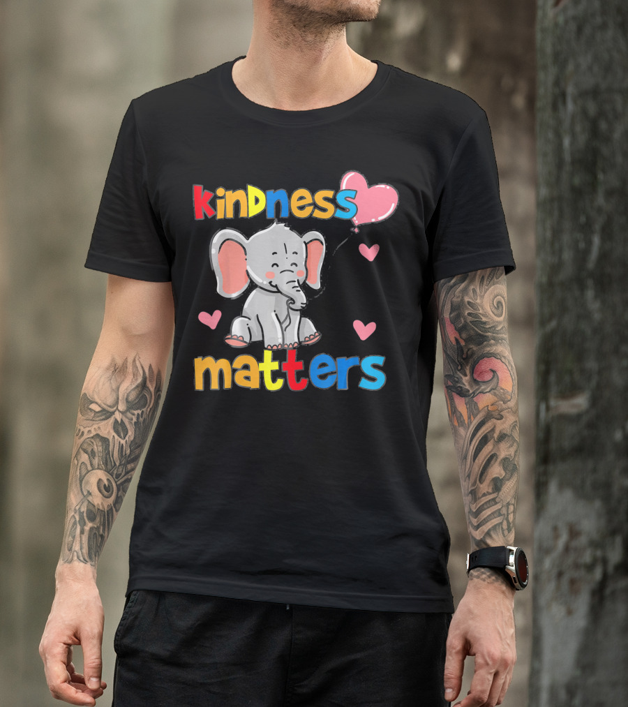 Kindness Matters Autism Awareness Elephant With Hearts T-Shirt