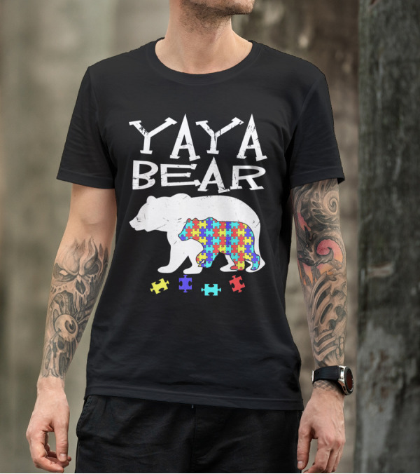 Yaya Bear Autism Awareness Puzzle Bear T-Shirt