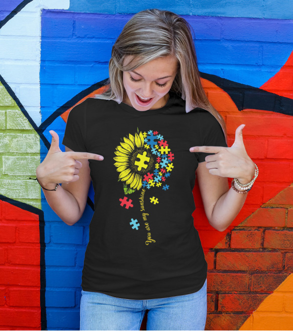 You Are My Sunshine Autism Sunflower Puzzle Pieces T-Shirt