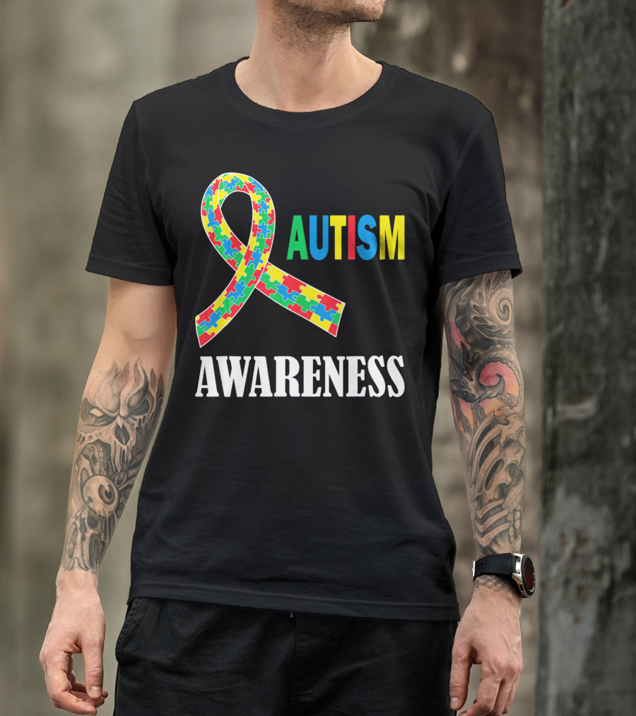 Autism Awareness Puzzle Ribbon Social Interaction Auti T-Shirt