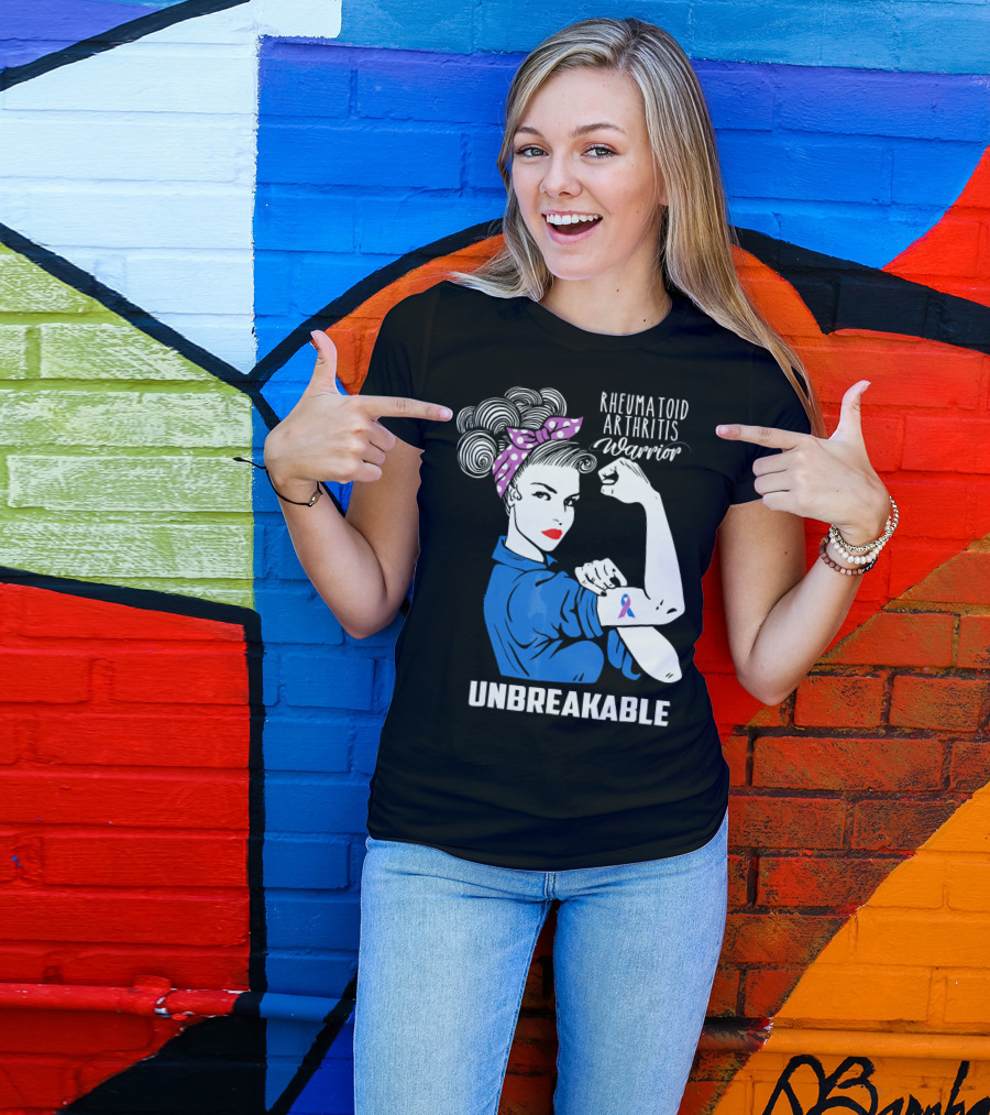 Rheumatoid Arthritis Warrior Unbreakable Rosie Riveter T-Shirt
