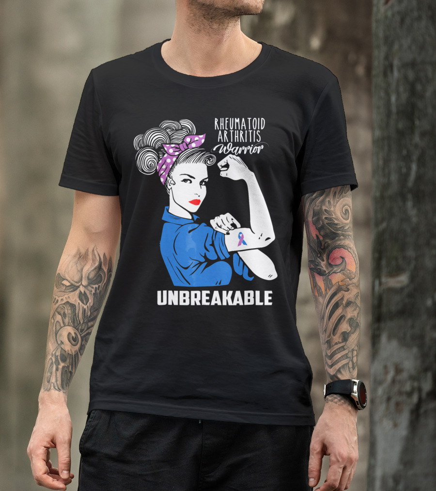 Rheumatoid Arthritis Warrior Unbreakable Rosie Riveter T-Shirt
