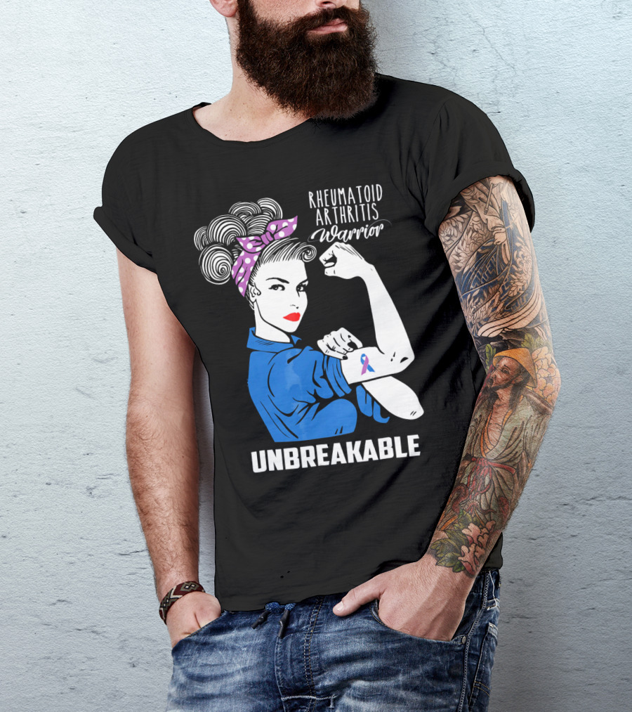 Rheumatoid Arthritis Warrior Unbreakable Rosie Riveter T-Shirt